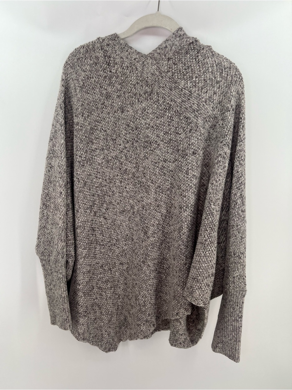 Lou & Grey Relaxed V-Neck Sweater Poncho in Heather Gray M Medium - Picture 5 of 10
